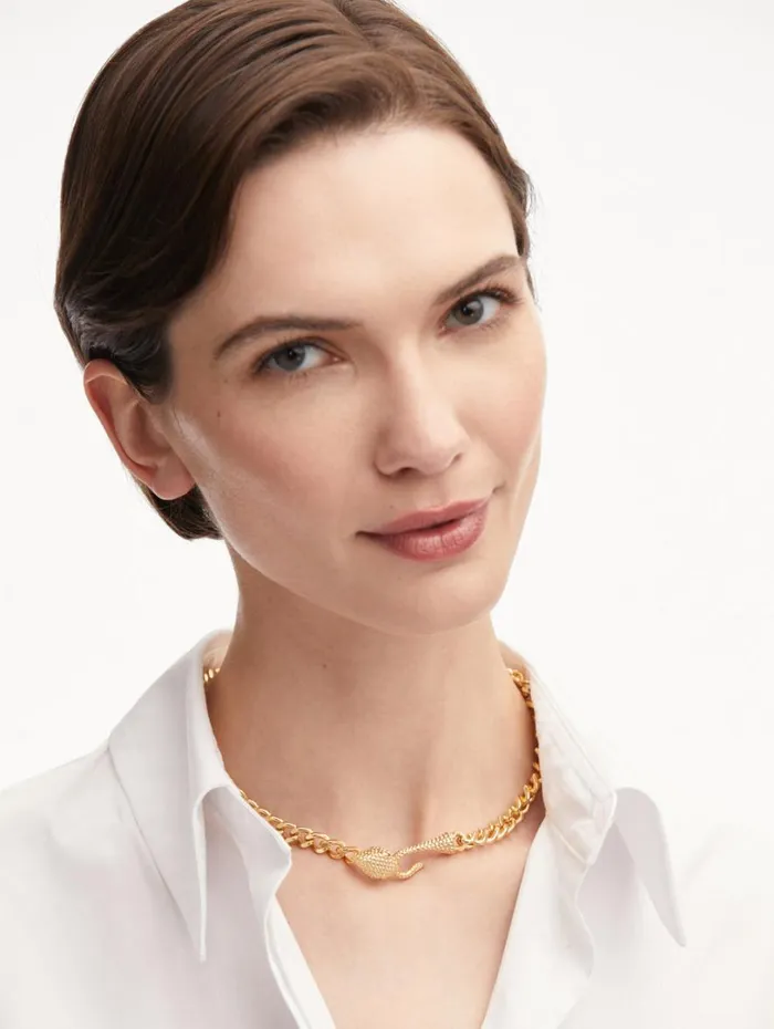 Oscar De La Renta Snake Head ChainLink Necklace Gold Women Necklaces