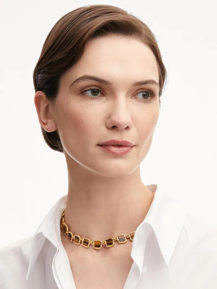 Oscar De La Renta Square Stone Necklace Tiger Eye Women Necklaces Oscar De La Renta Square Stone Necklace Tiger Eye Women Necklaces