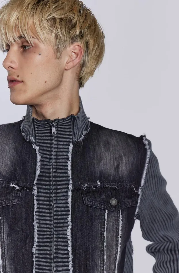 Outerwear Men Jaded London Cage Denim Knit Track Top