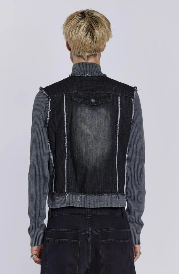 Outerwear Men Jaded London Cage Denim Knit Track Top