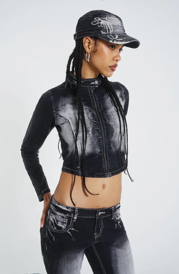 Outerwear Women Jaded London 247 Ruched Front Denim Jacket