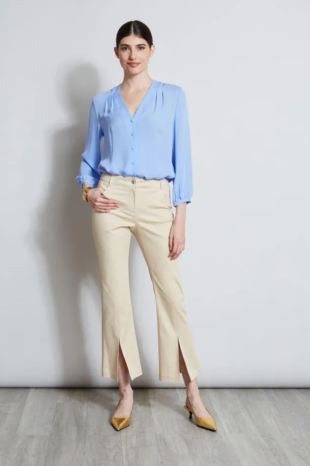 Outlet 8211 Women Bottoms Elie Tahari Cropped Denim Canvas Slit Pant Driftwood