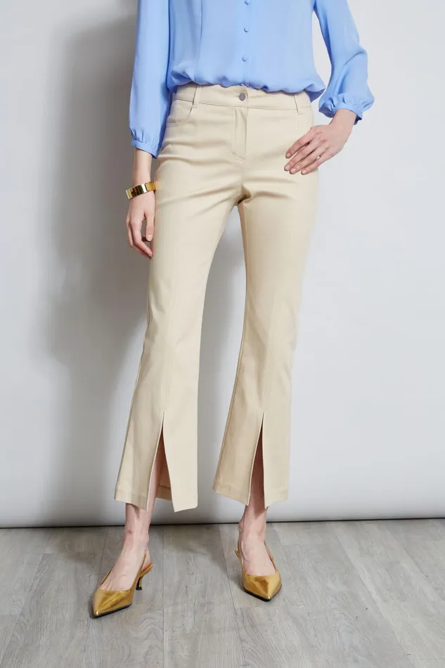 Outlet 8211 Women Bottoms Elie Tahari Cropped Denim Canvas Slit Pant Driftwood