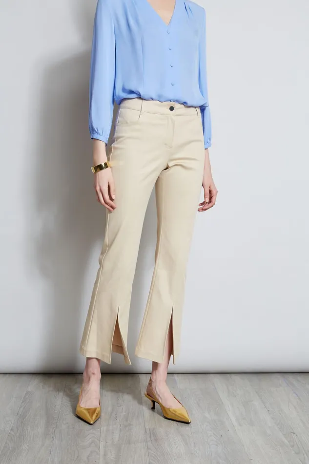 Outlet 8211 Women Bottoms Elie Tahari Cropped Denim Canvas Slit Pant Driftwood