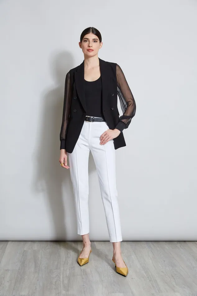 Outlet 8211 Women Bottoms Elie Tahari Slim Pintuck Pant White