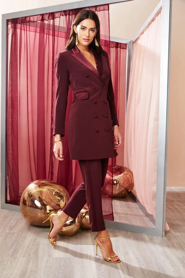 Outlet 8211 Women Bottoms Elie Tahari Slim Tuxedo Pant Cordovan