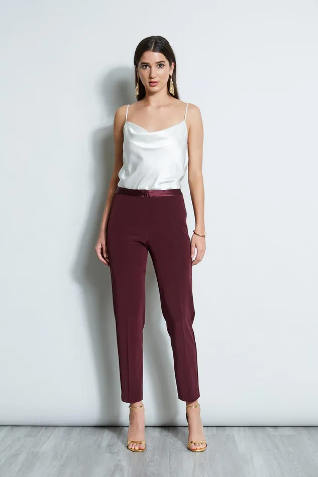 Outlet 8211 Women Bottoms Elie Tahari Slim Tuxedo Pant Cordovan