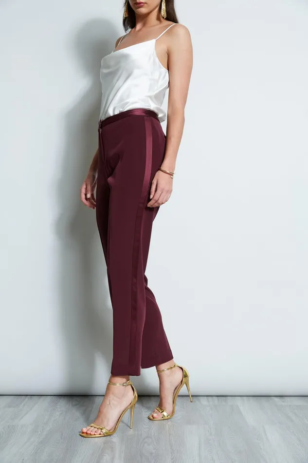 Outlet 8211 Women Bottoms Elie Tahari Slim Tuxedo Pant Cordovan