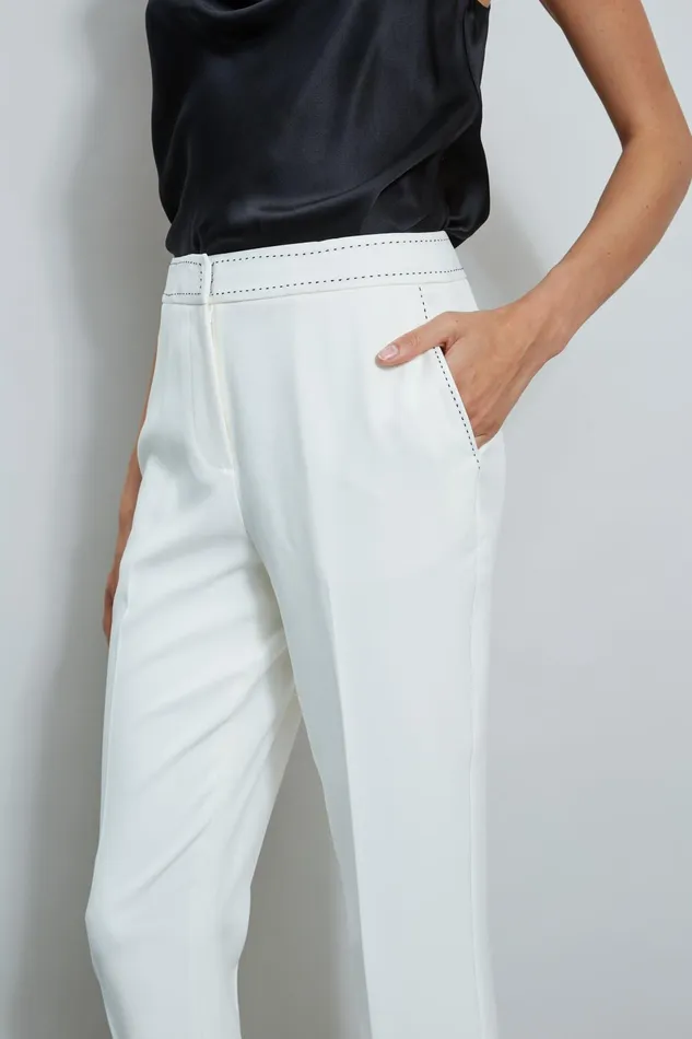 Outlet 8211 Women Bottoms Elie Tahari Stitch Slim Pant Sky White