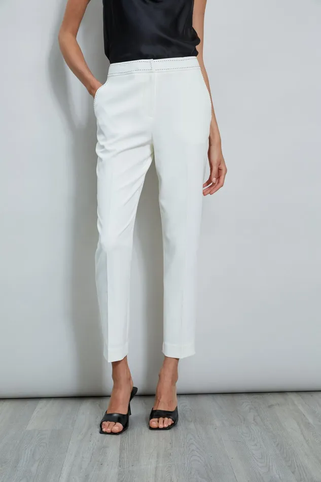 Outlet 8211 Women Bottoms Elie Tahari Stitch Slim Pant Sky White