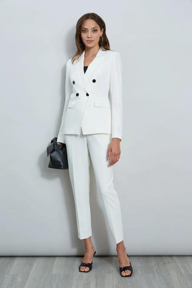 Outlet 8211 Women Bottoms Elie Tahari Stitch Slim Pant Sky White