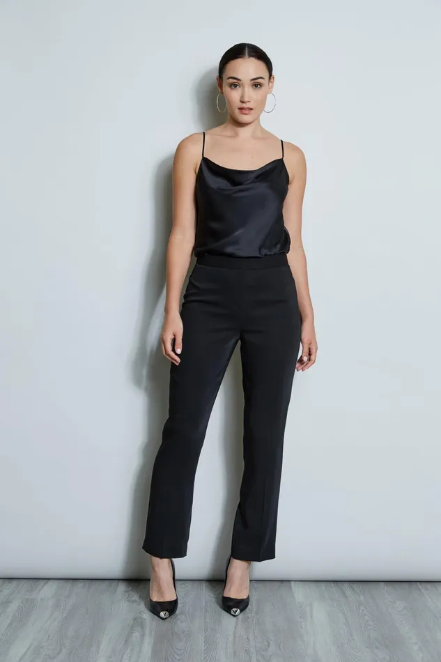 Outlet 8211 Women Bottoms Elie Tahari Straight Crepe Pant Noir