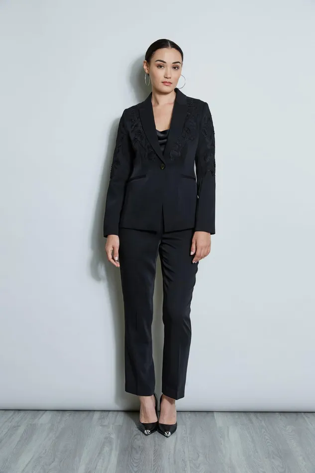 Outlet 8211 Women Bottoms Elie Tahari Straight Crepe Pant Noir