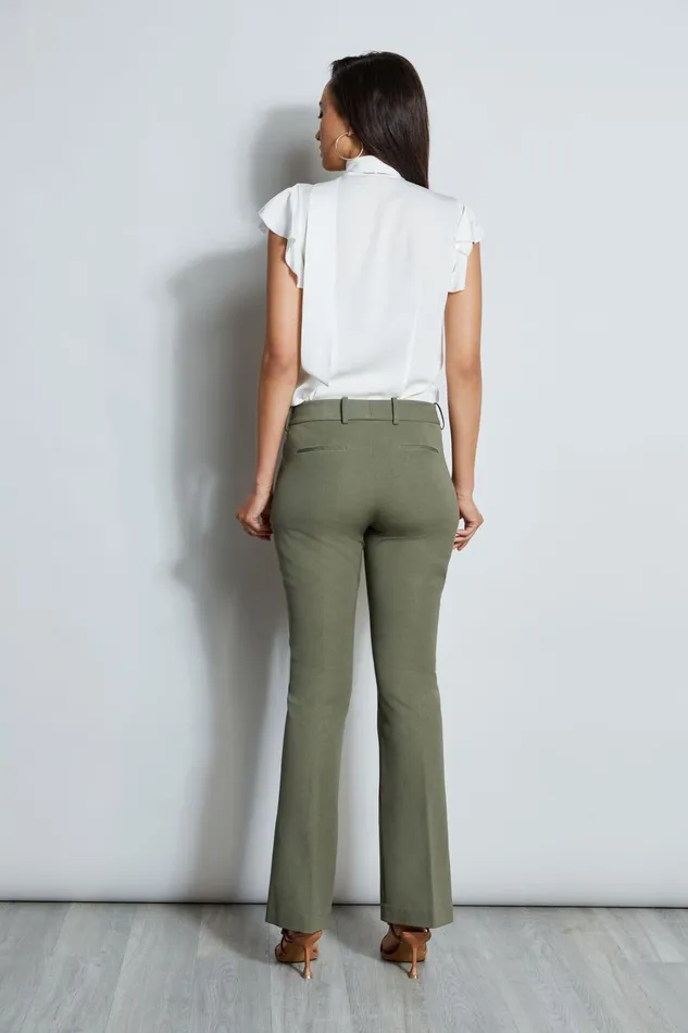 Outlet 8211 Women Bottoms Elie Tahari Stretch Twill Fit and Flare Pant Willow Green