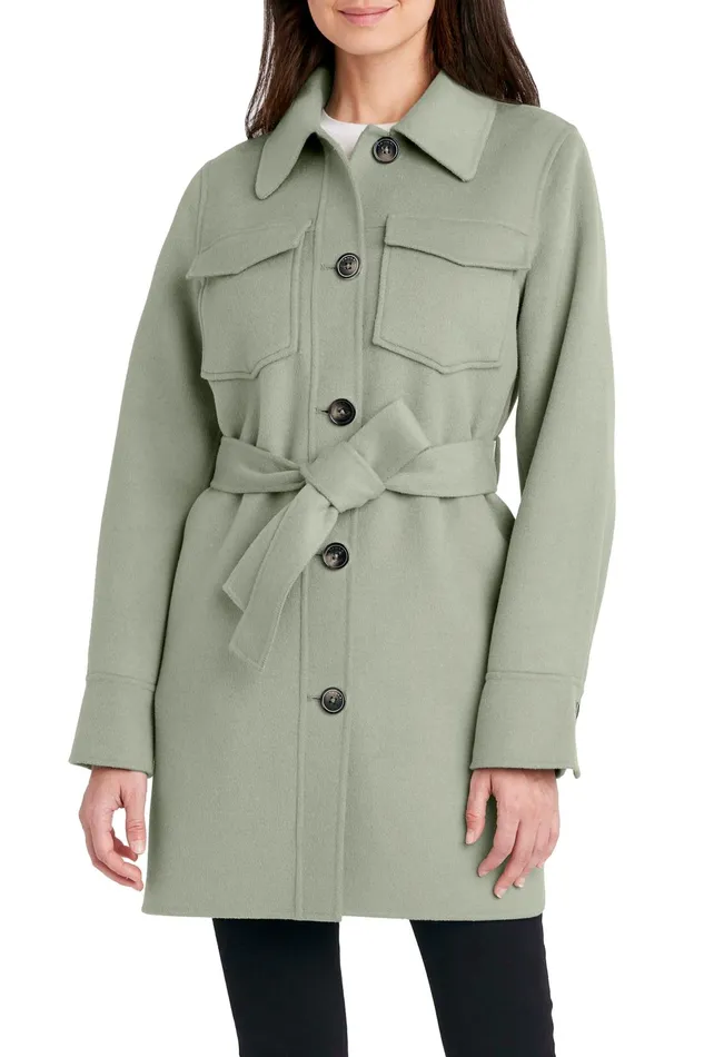 Outlet 8211 Women Coats Elie Tahari Tahari Wool Blend Shirt Jacket Sage