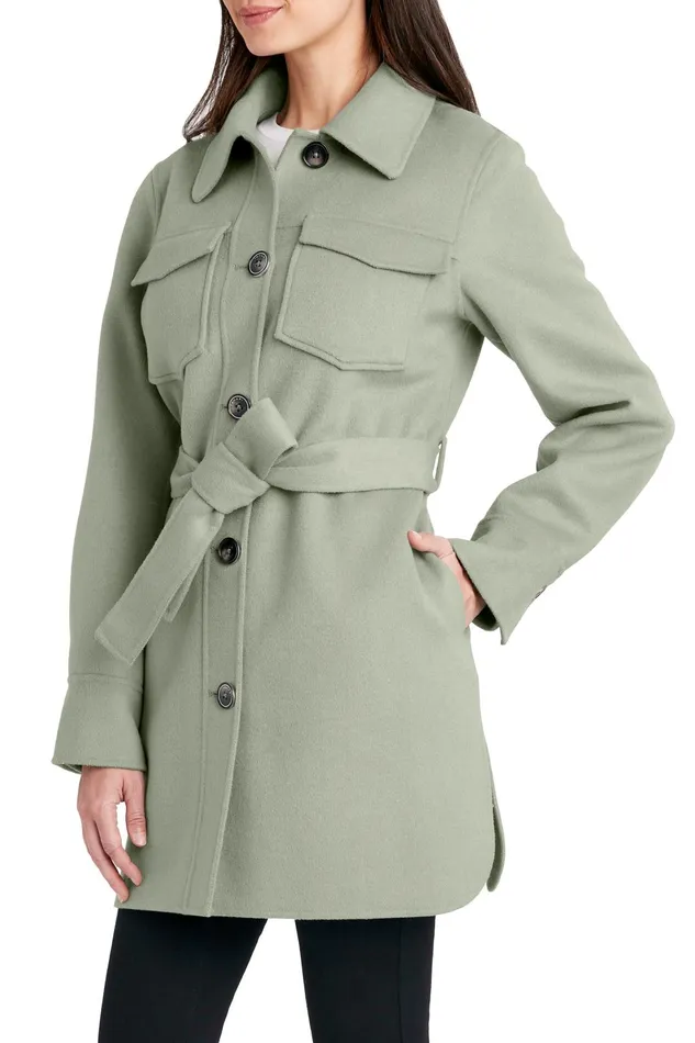 Outlet 8211 Women Coats Elie Tahari Tahari Wool Blend Shirt Jacket Sage