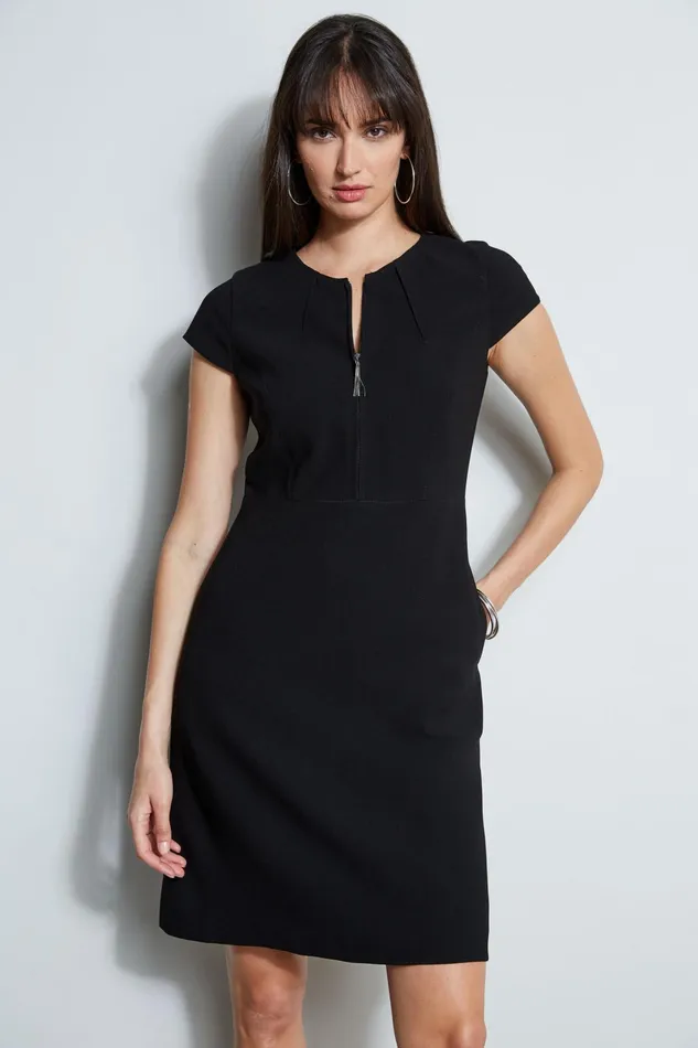 Outlet 8211 Women Dresses and Jumpsuits Elie Tahari Chain Zip Dart Dress Black