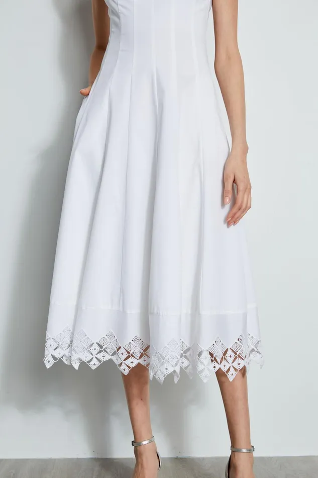 Outlet 8211 Women Dresses and Jumpsuits Elie Tahari Cotton Poplin Square Neck Dress White