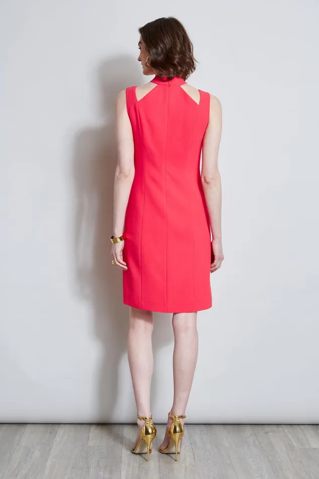 Outlet 8211 Women Dresses and Jumpsuits Elie Tahari Mock Neck Cut Out Dress Wild Strawberry