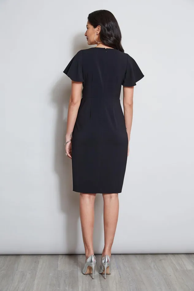 Outlet 8211 Women Dresses and Jumpsuits Elie Tahari Mock Wrap Flutter Sleeve Dress Black