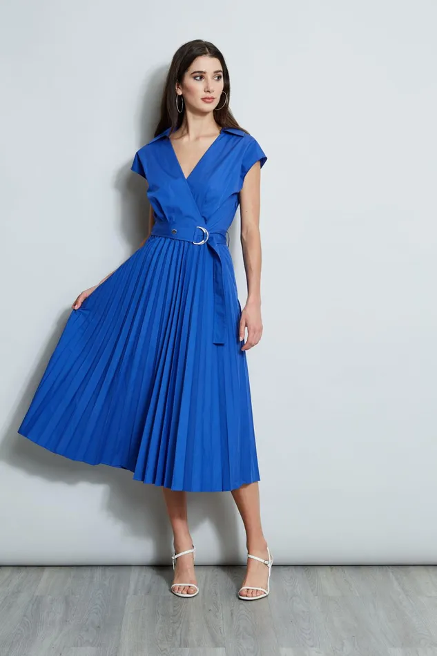 Outlet 8211 Women Dresses and Jumpsuits Elie Tahari Mock Wrap Pleated Shirt Dress Sailor