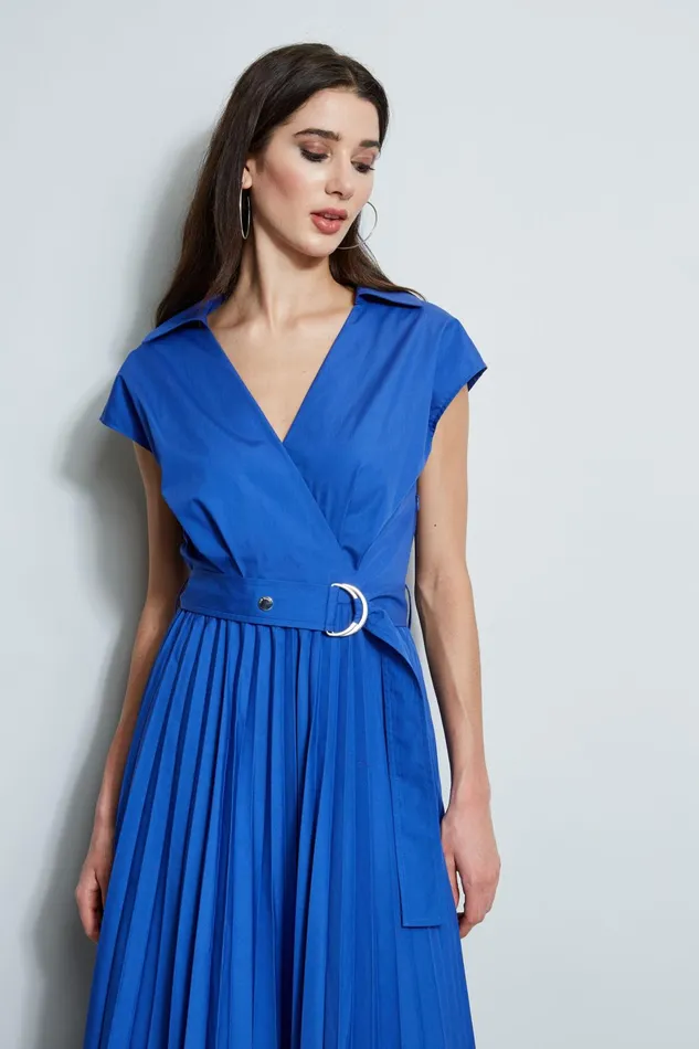 Outlet 8211 Women Dresses and Jumpsuits Elie Tahari Mock Wrap Pleated Shirt Dress Sailor