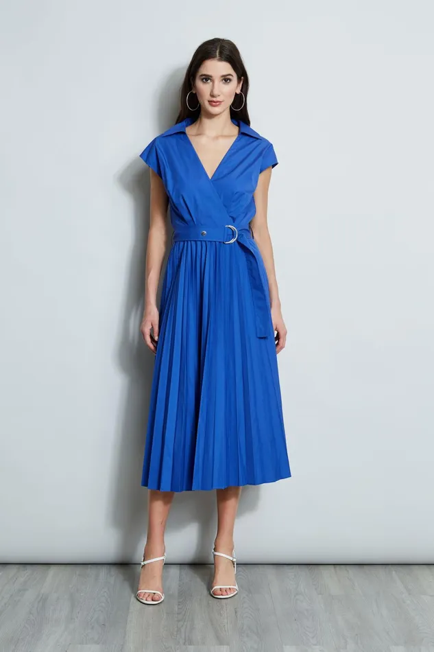 Outlet 8211 Women Dresses and Jumpsuits Elie Tahari Mock Wrap Pleated Shirt Dress Sailor