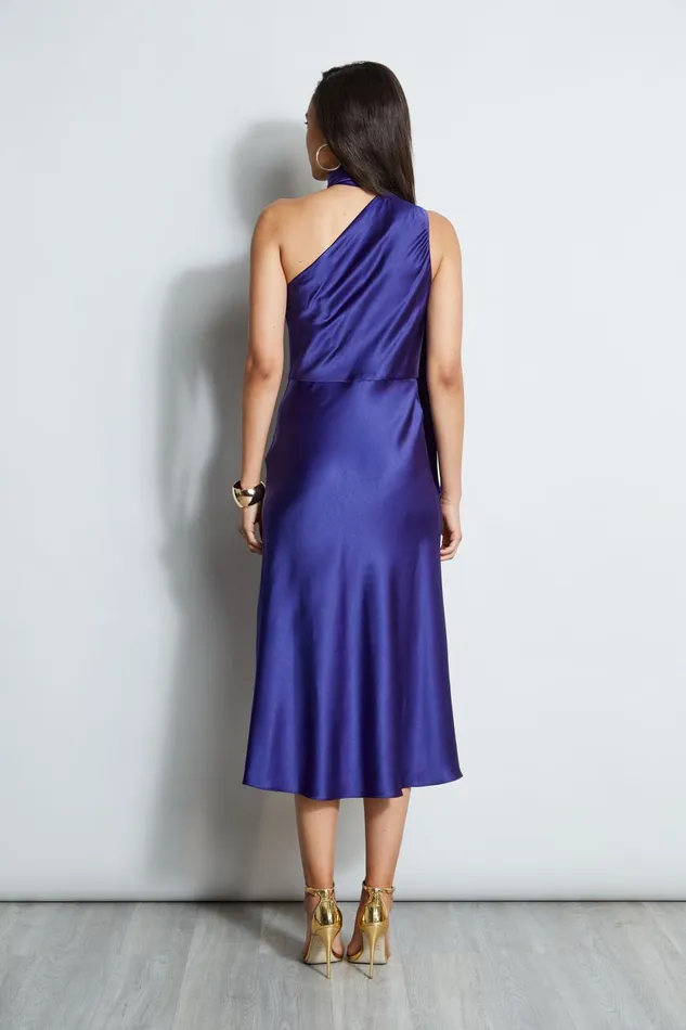 Outlet 8211 Women Dresses and Jumpsuits Elie Tahari One Shoulder Satin Scarf Dress Plum