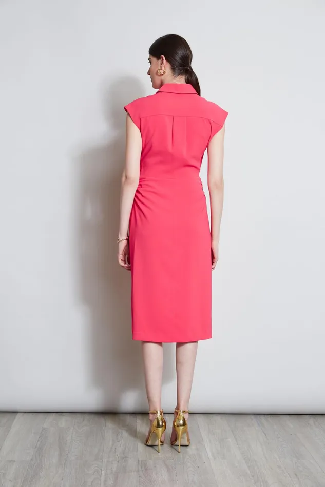 Outlet 8211 Women Dresses and Jumpsuits Elie Tahari Twist Button Dress Wild Strawberry