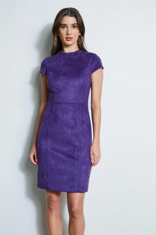 Outlet 8211 Women Dresses and Jumpsuits Elie Tahari Vegan Suede Dart Dress Winter Plum