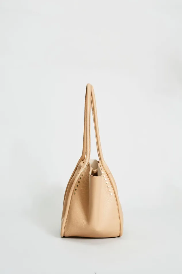 Outlet 8211 Women Handbags Elie Tahari Leather Stud Tote Caramel