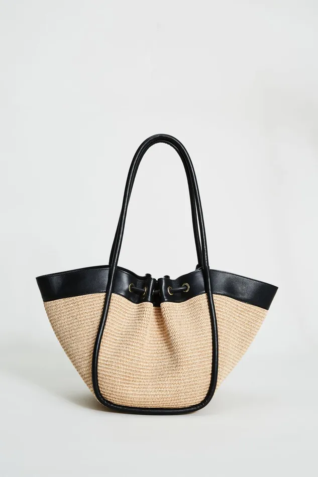 Outlet 8211 Women Handbags Elie Tahari Raffia Tote Bag Sandblack