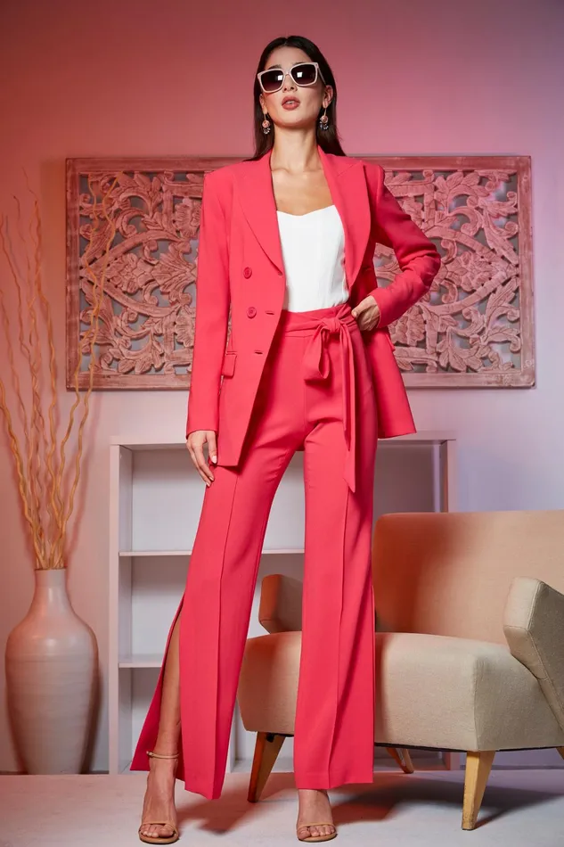 Outlet 8211 Women Jackets and Blazers Elie Tahari 5 Button Double Breasted Blazer Tropic Pink
