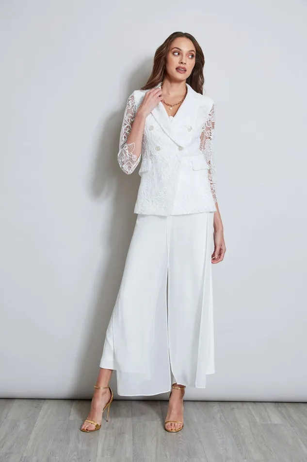 Outlet 8211 Women Jackets and Blazers Elie Tahari Double Breasted Lace Blazer Foam