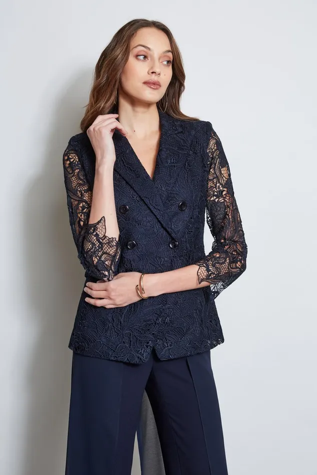 Outlet 8211 Women Jackets and Blazers Elie Tahari Double Breasted Lace Blazer Stargazer