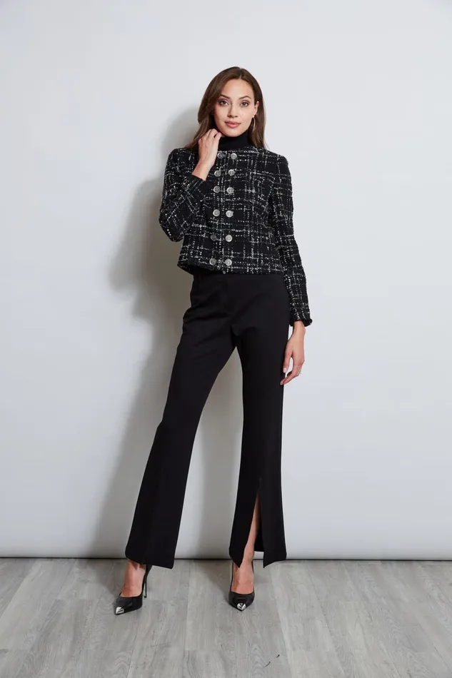 Outlet 8211 Women Jackets and Blazers Elie Tahari Metallic Kissed Tweed Jacket Black Multi