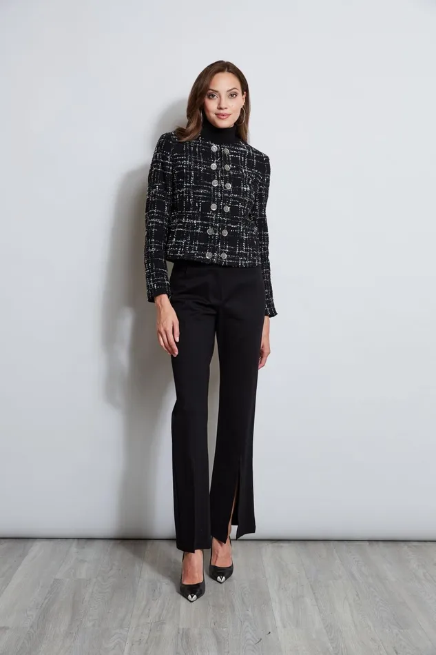 Outlet 8211 Women Jackets and Blazers Elie Tahari Metallic Kissed Tweed Jacket Black Multi