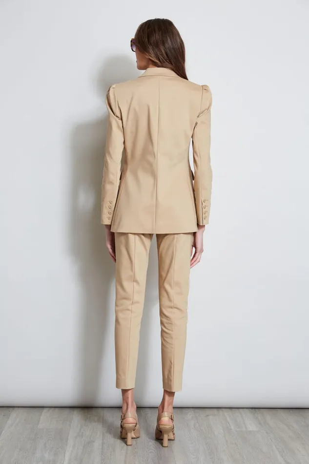 Outlet 8211 Women Jackets and Blazers Elie Tahari Pleat Shoulder Cotton Blazer Sandcastle