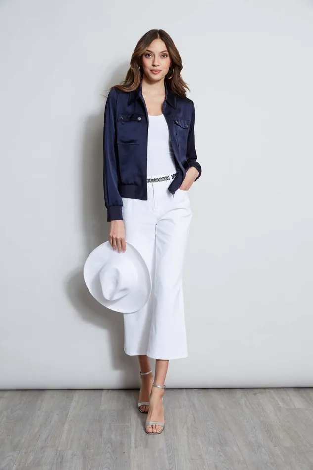 Outlet 8211 Women Jackets and Blazers Elie Tahari Satin Utility Pocket Jacket Stargazer