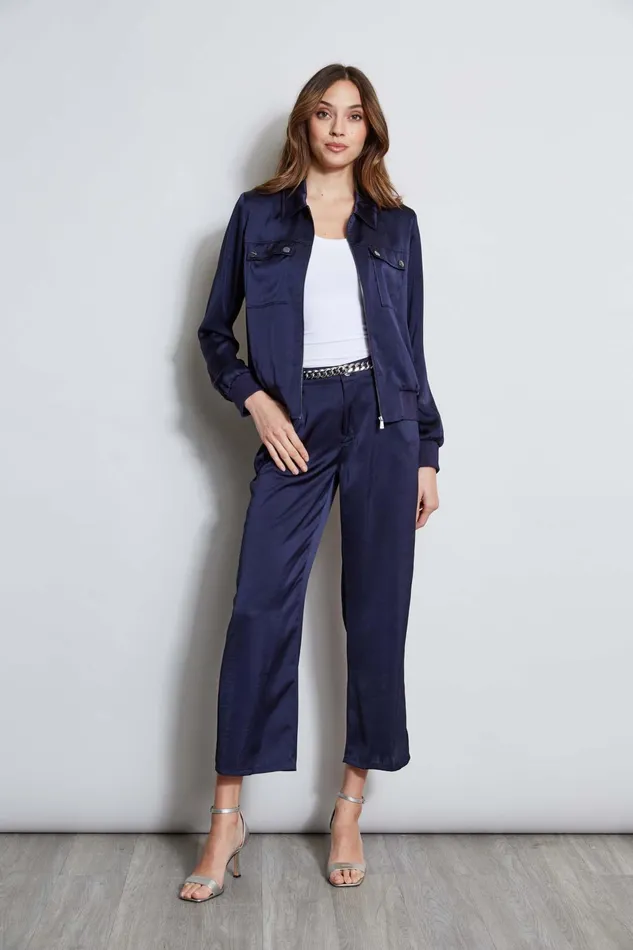 Outlet 8211 Women Jackets and Blazers Elie Tahari Satin Utility Pocket Jacket Stargazer