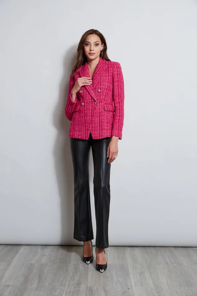 Outlet 8211 Women Jackets and Blazers Elie Tahari Tweed Double Breasted Blazer Electric Pink