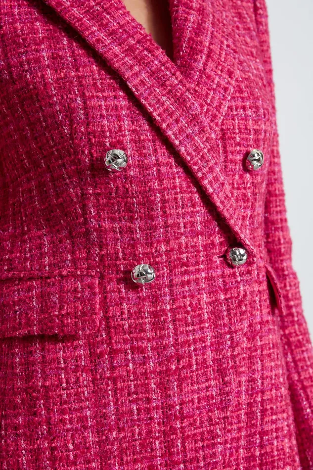 Outlet 8211 Women Jackets and Blazers Elie Tahari Tweed Double Breasted Blazer Electric Pink