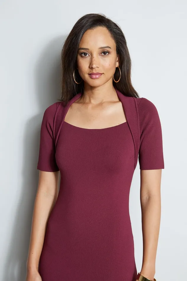 Outlet 8211 Women Midi Dresses Elie Tahari Contour Sweater Dress Cranberry