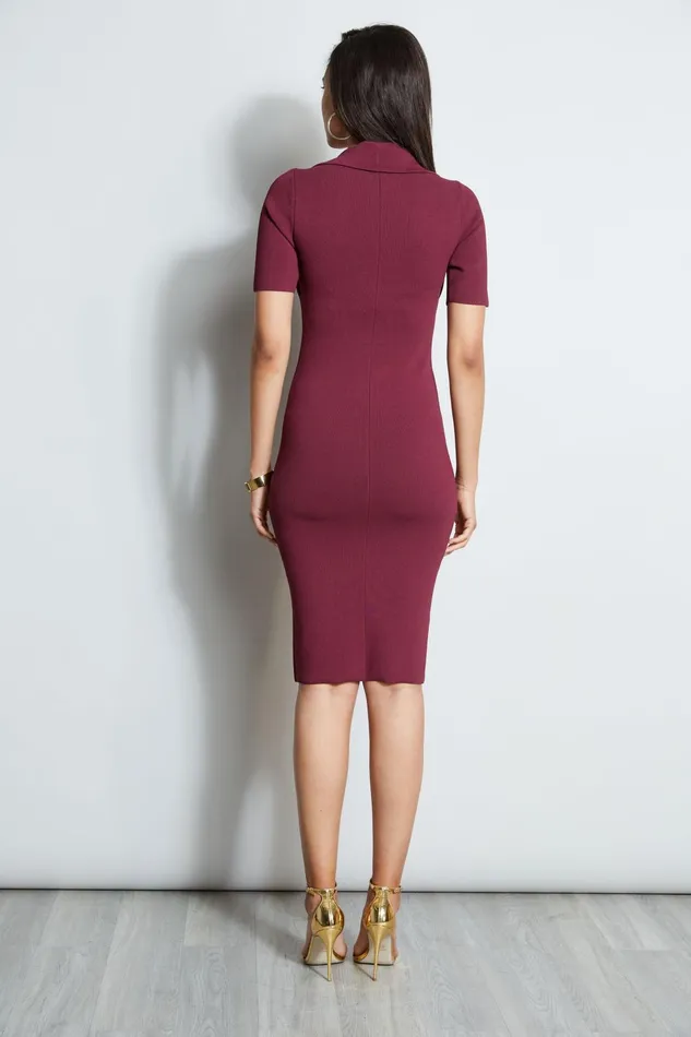 Outlet 8211 Women Midi Dresses Elie Tahari Contour Sweater Dress Cranberry
