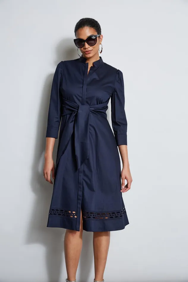 Outlet 8211 Women Midi Dresses Elie Tahari Tie Cotton Midi Dress Stargazer