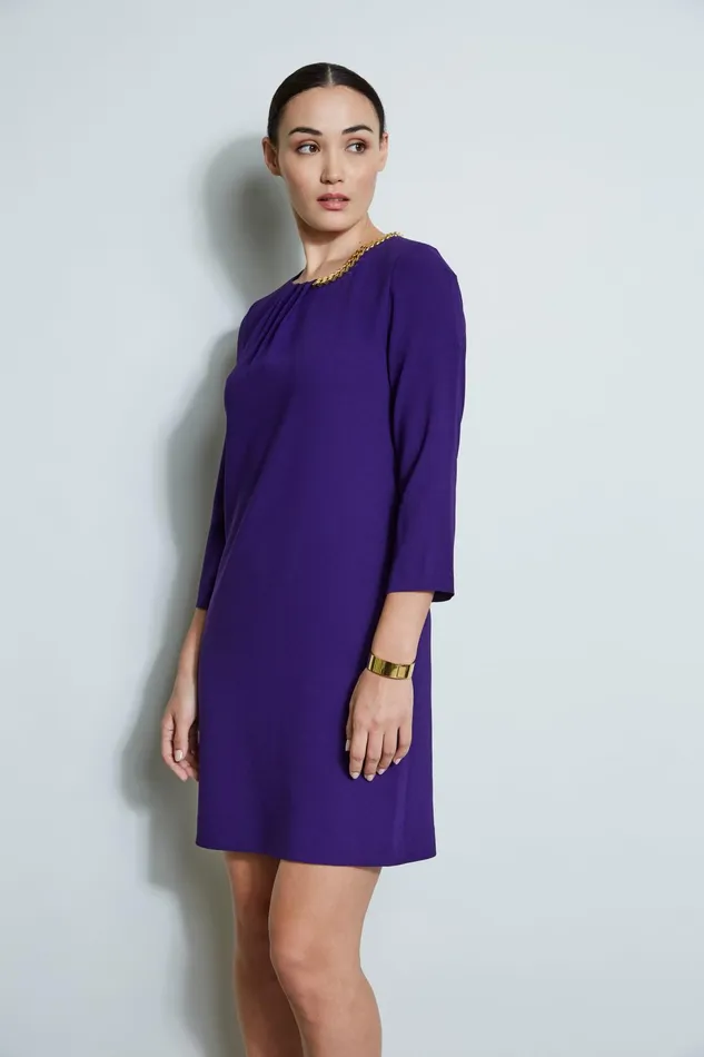 Outlet 8211 Women Short Dresses Elie Tahari Chain Shift Dress Winter Plum