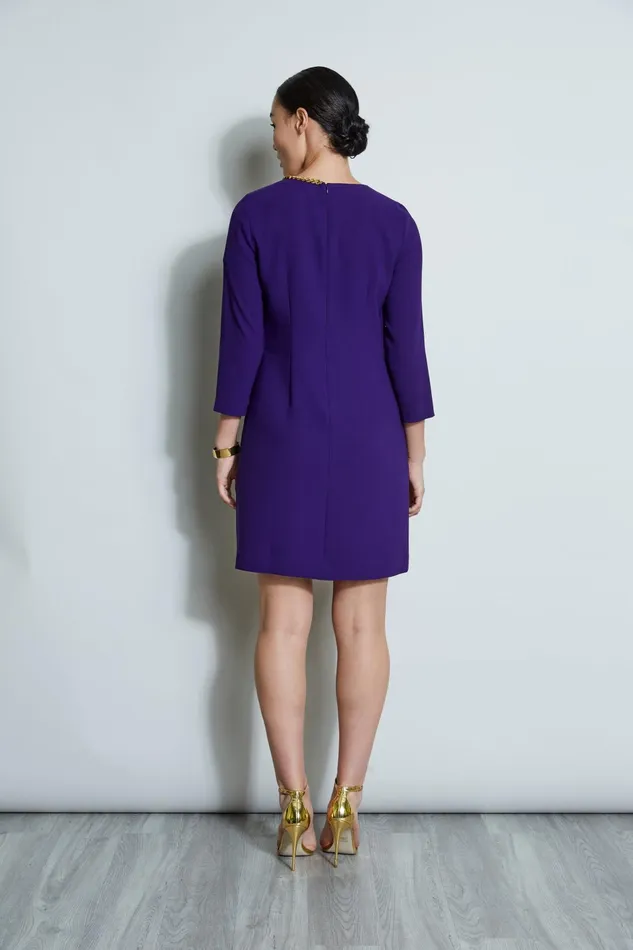 Outlet 8211 Women Short Dresses Elie Tahari Chain Shift Dress Winter Plum
