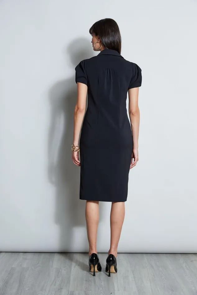 Outlet 8211 Women Short Dresses Elie Tahari Short Sleeve Twist Dress Black