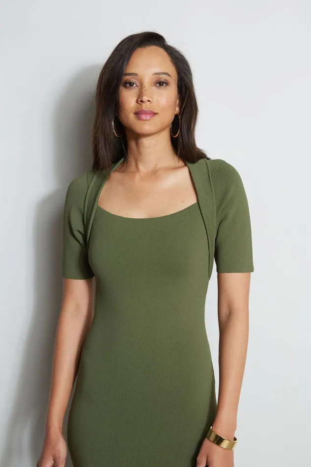 Outlet 8211 Women Short Sleeve Dresses Elie Tahari Contour Sweater Dress Tuscan