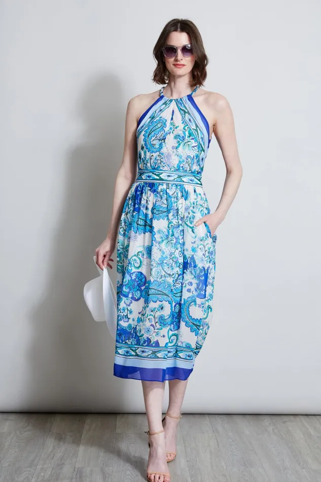 Outlet 8211 Women Sleeveless Dresses Elie Tahari Calypso Halter Dress Multi